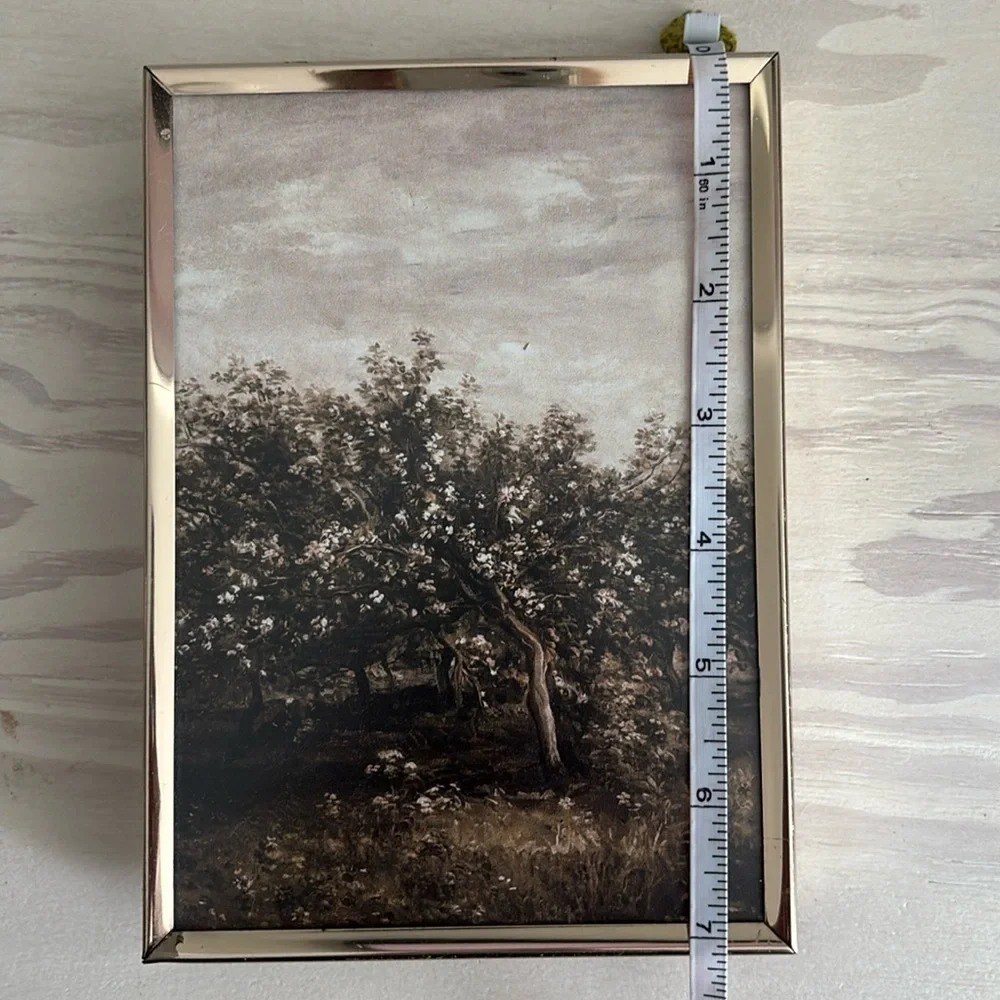 VTG Brass Shadow Box Style Frame with Moody Trees Art Print‎ 5x7